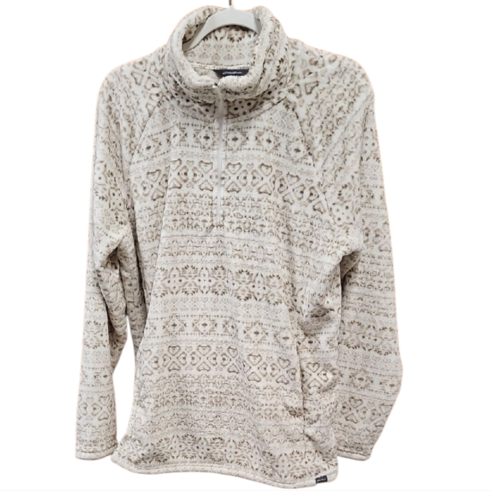 EDDIE BAUER Women's Aztec 1/3 Zip Up Mock Turtleneck Fleece Sz. XL